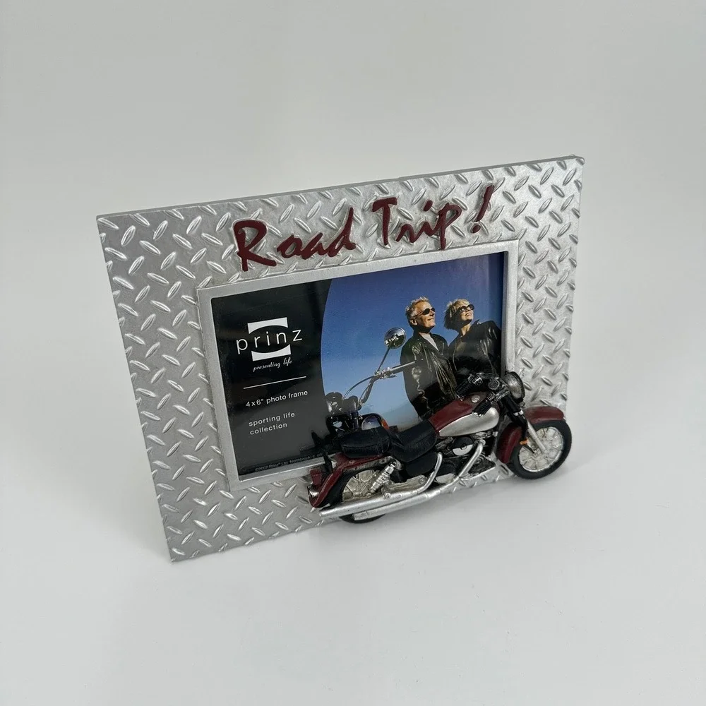 Prinz Road Trip Motorcycle 4x6 Photo Frame Diamond Plate Biker Decor 4402-641